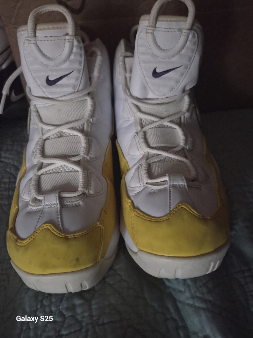 Nike White and Yellow Men’s High-Top Athletic Sneakers